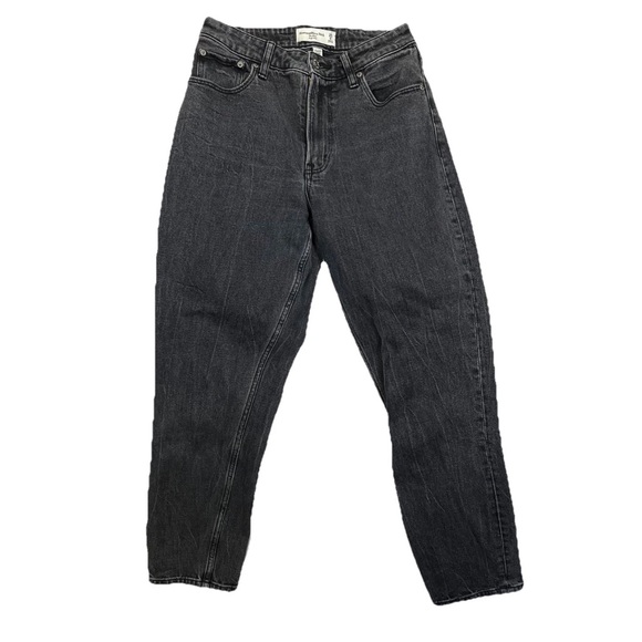 Abercrombie & Fitch The Mom High Rise Curve Love Jeans Black Wash Size 25/0 - Picture 2 of 8